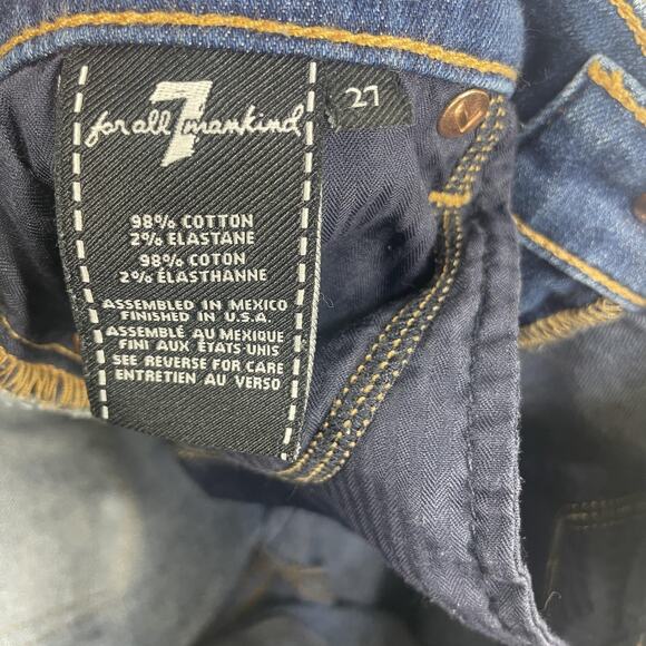 7 For All Mankind Jeans Womens 27 Blue Skinny Distressed Ankle Stretch Denim - Picture 6 of 15